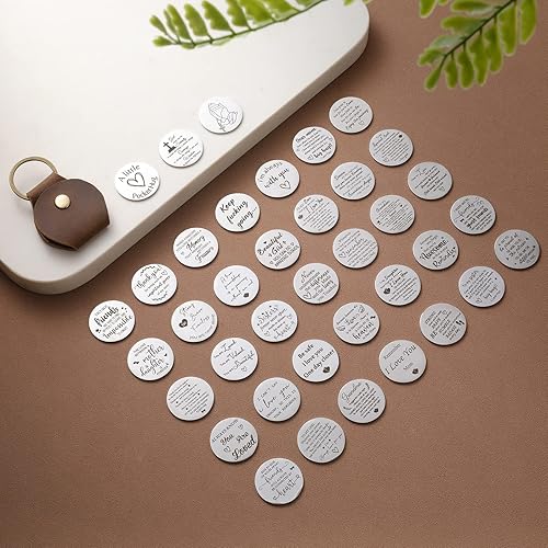 Love Across Time Pocket Hug Token Keychains - Stainless Steel Memorial Gift With Leather Case For Long Distance Aldis Keychain Quarter