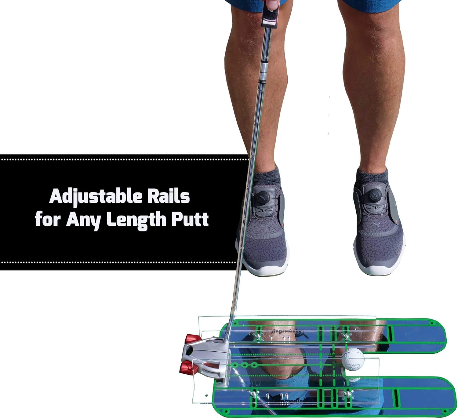 SharperGolf Premium Guide Rails Putting Mirror Large 9.25" x 17.5" Putt Swing Alignment Trainer, Portable Training Aid, Practice Equipment, Eye Path and Starting Line Trainer : Sports & Outdoors
