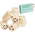 Indigenous Living – Natural Loofah for Bathing Exfoliating Scrubbers | Organic Bath Sponge for Spa Shower | Face, Back and Body Scrubber | Eco-Friendly (6 Large Natural Loofah)