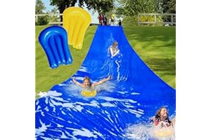 Lanathel 40 Ft Water Slide with 2 Inflatable Boards & Stakes, Heavy Duty Extra Long Lawn Water Slides for Kids Adults Backyar