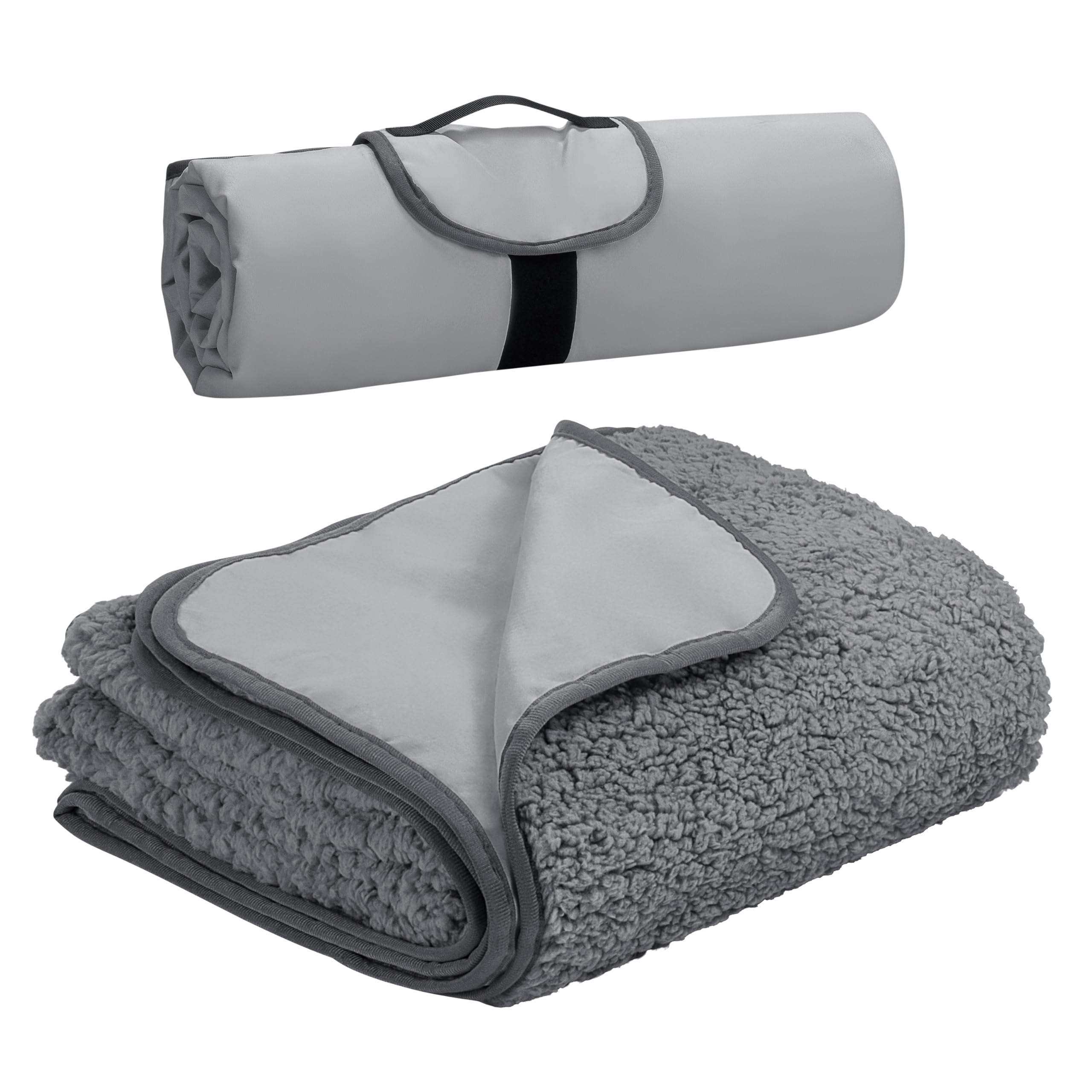 Photo 1 of Tirrinia Large Waterproof Outdoor Blanket, Soft Warm Windproof Stadium Blanket with Sherpa Fleece and Foldable for Outdoor Sport, Baseball, Football, Beach, Concerts, Car, 51 '' X 59''