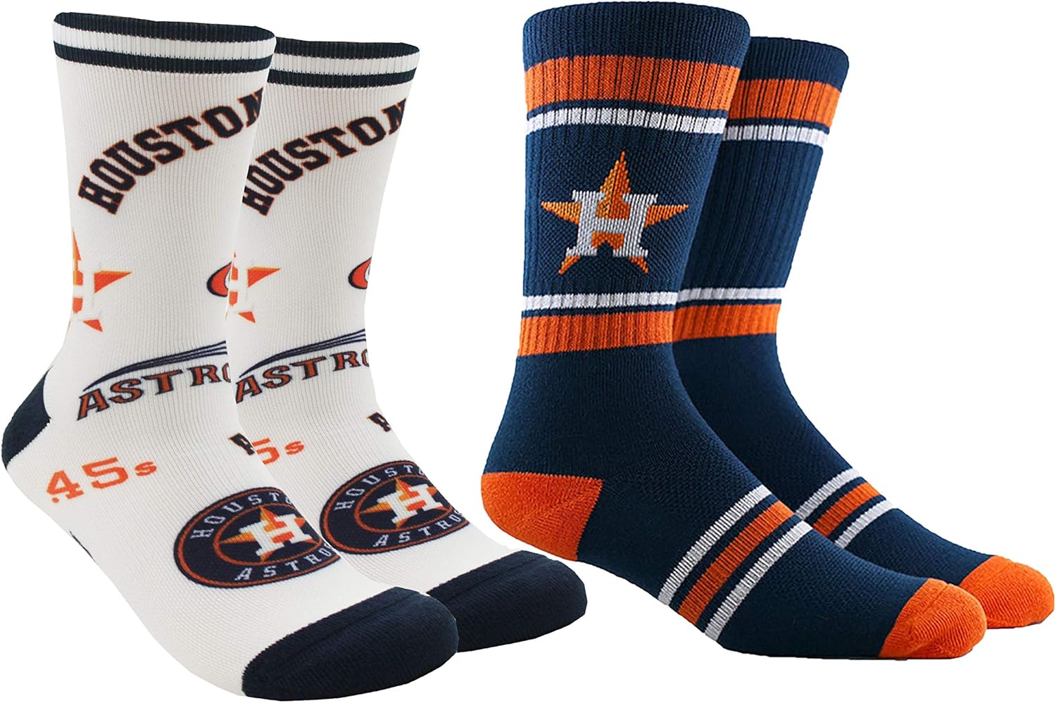 PKWY Unisex 2Pack MLB Crew Socks Houston Astros (Medium (Women's 38