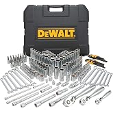 DEWALT Mechanics Tools Kit and Socket Set, 204-Piece Dewalt Tool Set , 1/4" &amp; 3/8" &amp; 1/2" Drive, Metric/ SAE Deep and Shallow Sockets, 3/8" Hex Bits, Torx Bits, Spark Plugs, Wrenches (DWMT72165)