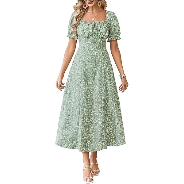 Milumia Women's Summer Floral Print V Neck Flutter Sleeve Ruffle Hem Boho Flowy Maxi Dress Light Blue White Large at Amazon Women's Clothing store Milumia Women's Summer Floral Print V Neck Flutter Sleeve Ruffle Hem Boho Flowy Maxi Dress Light Blue White Large at Amazon Women's Clothing store