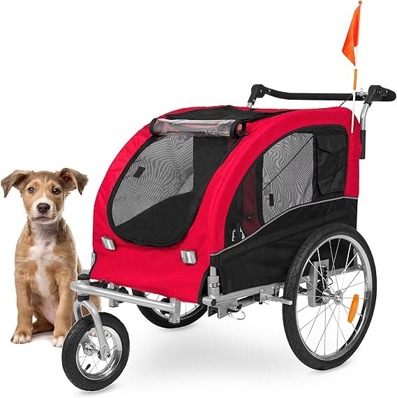 Best Choice Products® 2 in 1 Pet Dog Bike Trailer Bicycle Trailer Stroller Jogger w/ Suspension