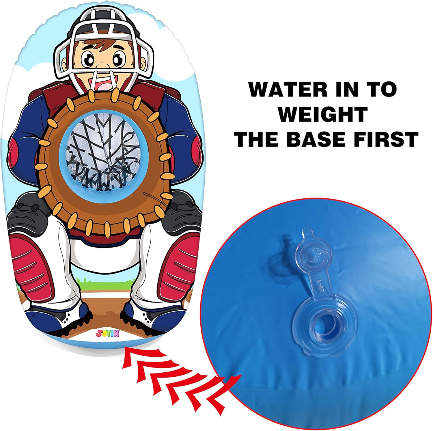 JOYIN T-Ball Baseball Toy Set Including Tee Ball Set, Baseball Bat and Inflatable Baseball Catcher for Outdoor Sports Baseball Toy Yard Game for Kids: Toys & Games