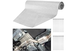 UNIFAMILY Embossed Exhaust Heat Shield Automotive, 12" x 39" Aluminum Exhaust Heat Wrap with 20 Pcs Cable Metal Zip Ties, Exhaust Wrap Heat Barrier Shield, Heat Wrap for Exhaust pipes