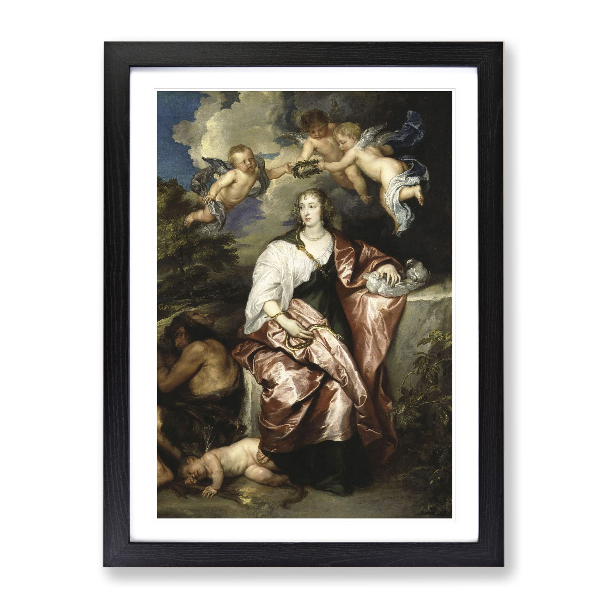 Anthony Van Dyck Lady Digby Classic Painting Framed Wall Art Print, Ready to Hang Picture for Living Room Bedroom Home Office Décor, Black A3 (34 x 46 cm)