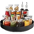 Ovicar Lazy Susan Turntable Organizer - 13 inch Rotating Spice Rack Metal Lazy Susan for Cabinet Pantry Kitchen Countertop Bathroom Refrigerator Table Storage, Black
