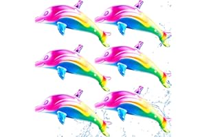 6 Pack 34 Inch Inflatable Dolphin Rainbow Colorful Dolphin Inflate Blow up Dolphin Inflatable Pool Toy for Swimming Pool Beac