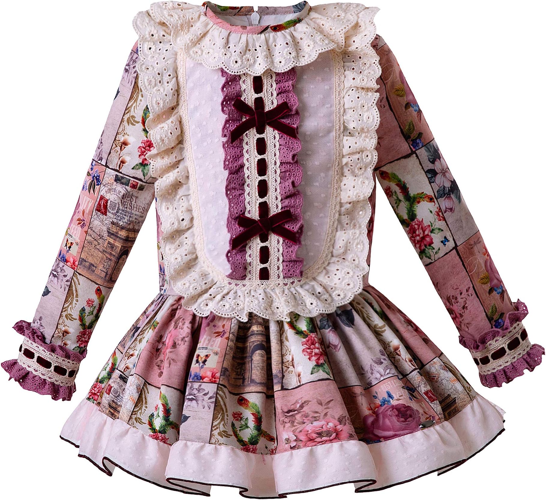 Ju petitpop Girls Spring Suit with Handmade Headband Violet