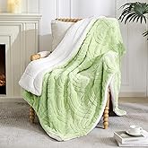 Whale Flotilla Sherpa Fleece Throw Blanket for Couch, Soft Cozy Thick Warm Bed Blankets for Winter, Reversible 3D Plush Fluffy Throw, Light Green, 50x70 Inch