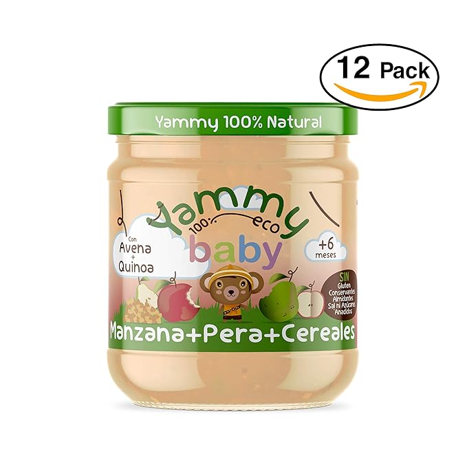 Yammy, Potito ecológico de Manzana, Pera y Cereales(Quinoa Avena) a partir