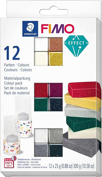Staedtler 8013 C12-1 FIMO Effect Clay Assorted 12 x 25g Blocks