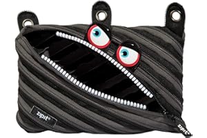 ZIPIT Wildlings Pencil Pouch for Kids | 3-Ring Binder Pencil Case | Large Capacity Pen Case for School (Black)