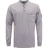 BOCOMAL FR Shirts Flame Resistant Shirt 5.5oz 100% Cotton Light Weight CAT2 Fire Retardant Henley Shirts