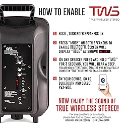 QFX PBX-800TWS 8-Inch TWS Bluetooth Stereo PA