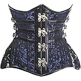 Daisy corsets womens Top Drawer Curvy Steampunk Black/Blue Brocade Steel Double Boned Under Bust Corset