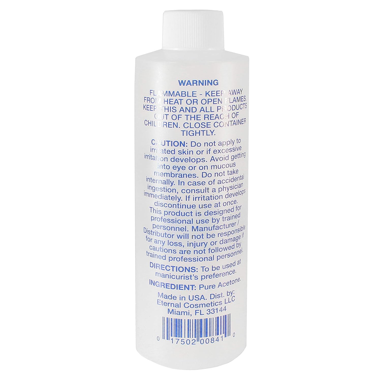 Eternal 100% Pure Acetone – Quick Professional Ultra-Powerful Nail Polish Remover for Natural, Gel, Acrylic, Shellac Nails and Dark Colored Paints (8 Ounces) : Beauty