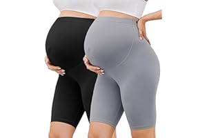 BONVIGOR Buttercloud Maternity Shorts Over The Belly-8" Pregnancy Biker Shorts Women Lounge Yoga Pants