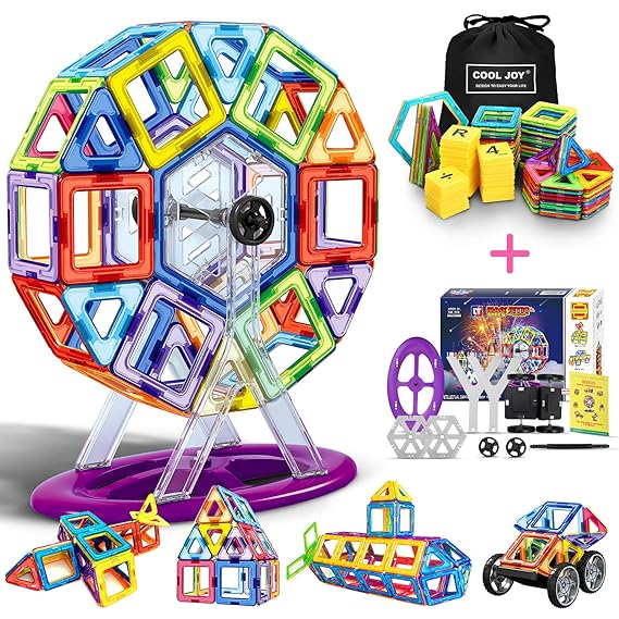 Magnetische Bausteine,101 Stück Magnetische Bauklötze Set Spielzeug Set für Kinder, Autos, Roboter, Raketen, Riesenrad, Perfe