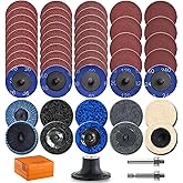 SWUMUO 51Pack 2 Inch Die Grinder Accessories Sanding Discs Kit with 1/4" Shank Roll on Discs Set for Drill Metal Grinding Surface Conditioning Paint &amp; Rust Removal