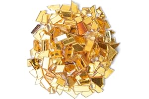 ZWCT Gold Mixed Irregular Mosaic Glass Mosaic Tiles Pieces, 300g Mosaic DIY Set Adult Mosaic Set, Mosaic Craft Supplies Mosaic Making Supplies
