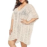 Chalier Swimsuit Coverup for Women Plus Size Crochet Bathing Suit Cover Ups Hollow Beach Cover Up Bikini