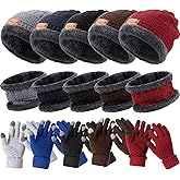 Geyoga Winter Knit Beanie Hat Neck Warmer Touchscreen Gloves Set Homeless Fleece Knitted Caps Gloves Circle Loop Scarf