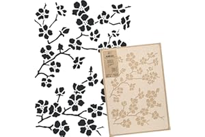 NAKLEO Reusable Plastic Wall Stencil - 43x64cm / 17" x 25" - Cherry Blossoms Tree Sakura - Large Wallpaper Pattern Painting DIY Art Craft Template - Fabric Furniture Wood Canvas
