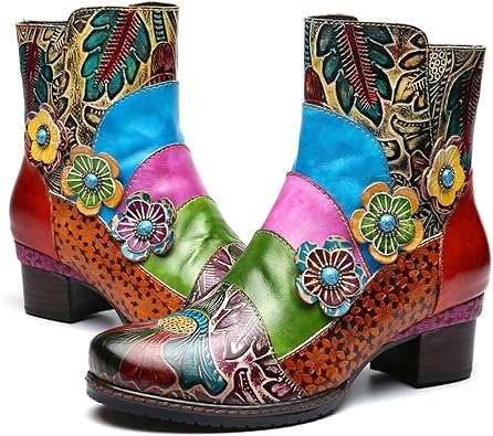 Gracosy Womens Ankle Boots Winter Leather Boots Ladies Comfy Low