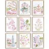 Charleston South Carolina Wall Art Pastel Watercolor Preppy Painting Pictures Wall Decor Aesthetic Coquette Trendy Posters Prints for Church Street Girl Room Scenario Home Decoration (Poster, 8x10in)
