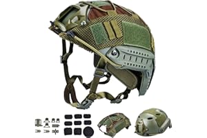 ActionUnion Tactical Airsoft Paintball Fast Helmet with Cover PJ Type Adjustable Protective NVG Mount forMulticam Military Sports Hunting Shooting (OD-WL)