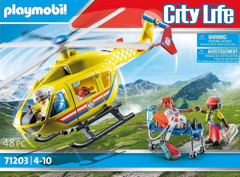 71203 Hélicoptère de Secours - City Life - Les Secours - Intervention en Haute Montagne avec des équipements de Secours - City Action Ville & Métiers - Dès 4 Ans
