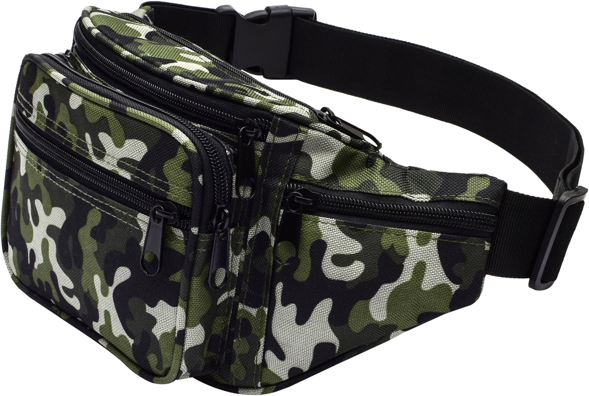 Kayhoma 7 Pocket Camo Fanny Pack Waist Bag For Travel Hiking Camping Hip Bum Purse