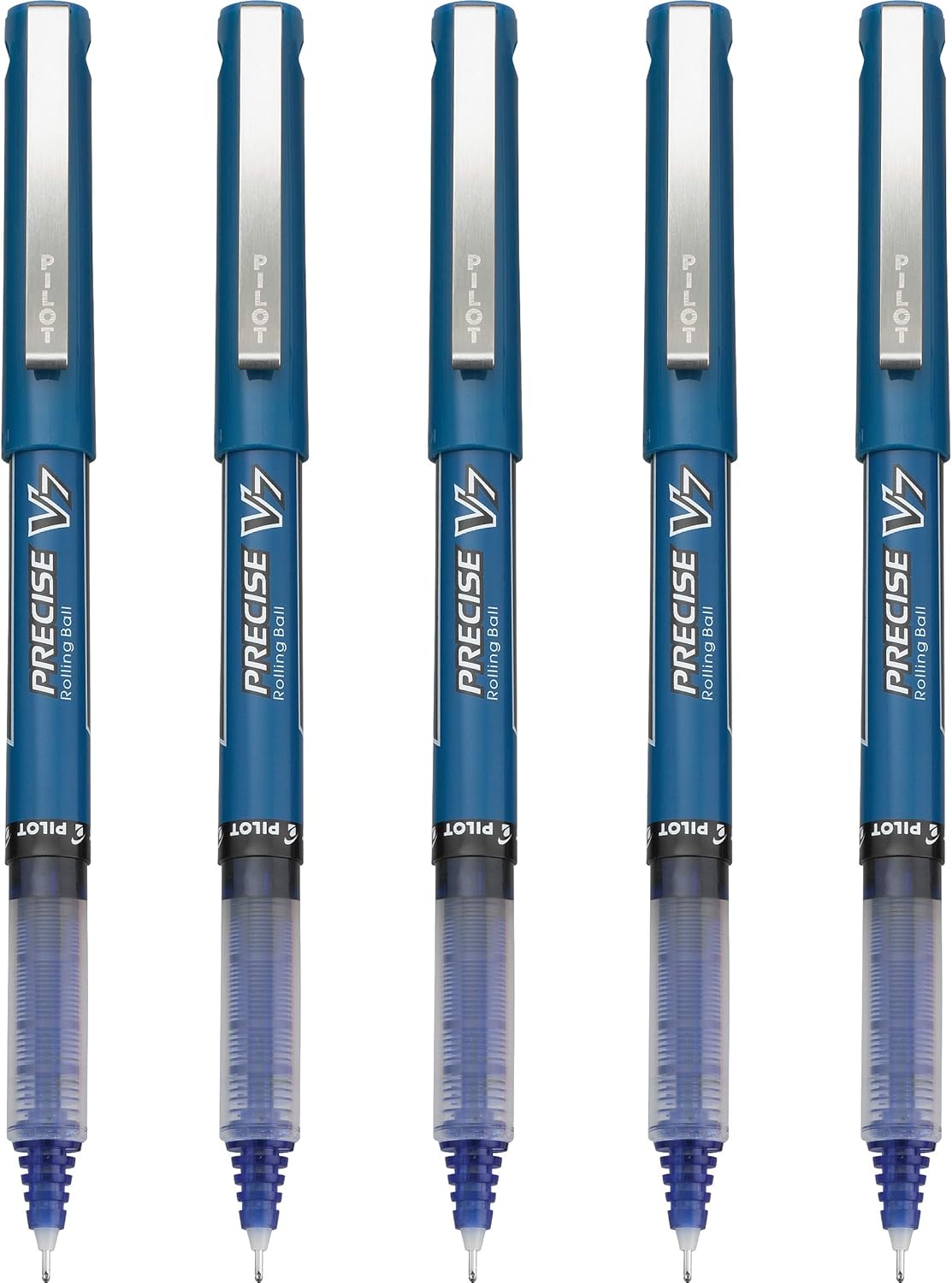 PILOT Precise V7 Stick Liquid Ink Rolling Ball Stick Pens, Fine Point (0.7mm) Blue Ink, 5-Pack (26021) : Liquid Ink Rollerball Pens : Office Products