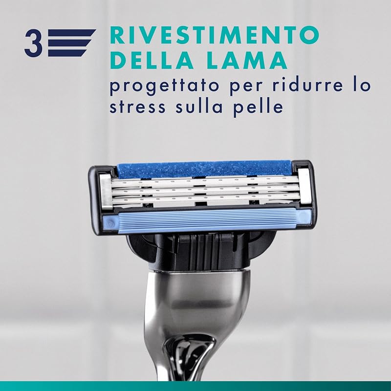 Mach3 Base 20 Lamette di Ricambio per Rasoio Barba Manuale, con Striscia Lubrificante una Scorrevolezza Fluida e Rivestimento della Lama Progettato Ridurre