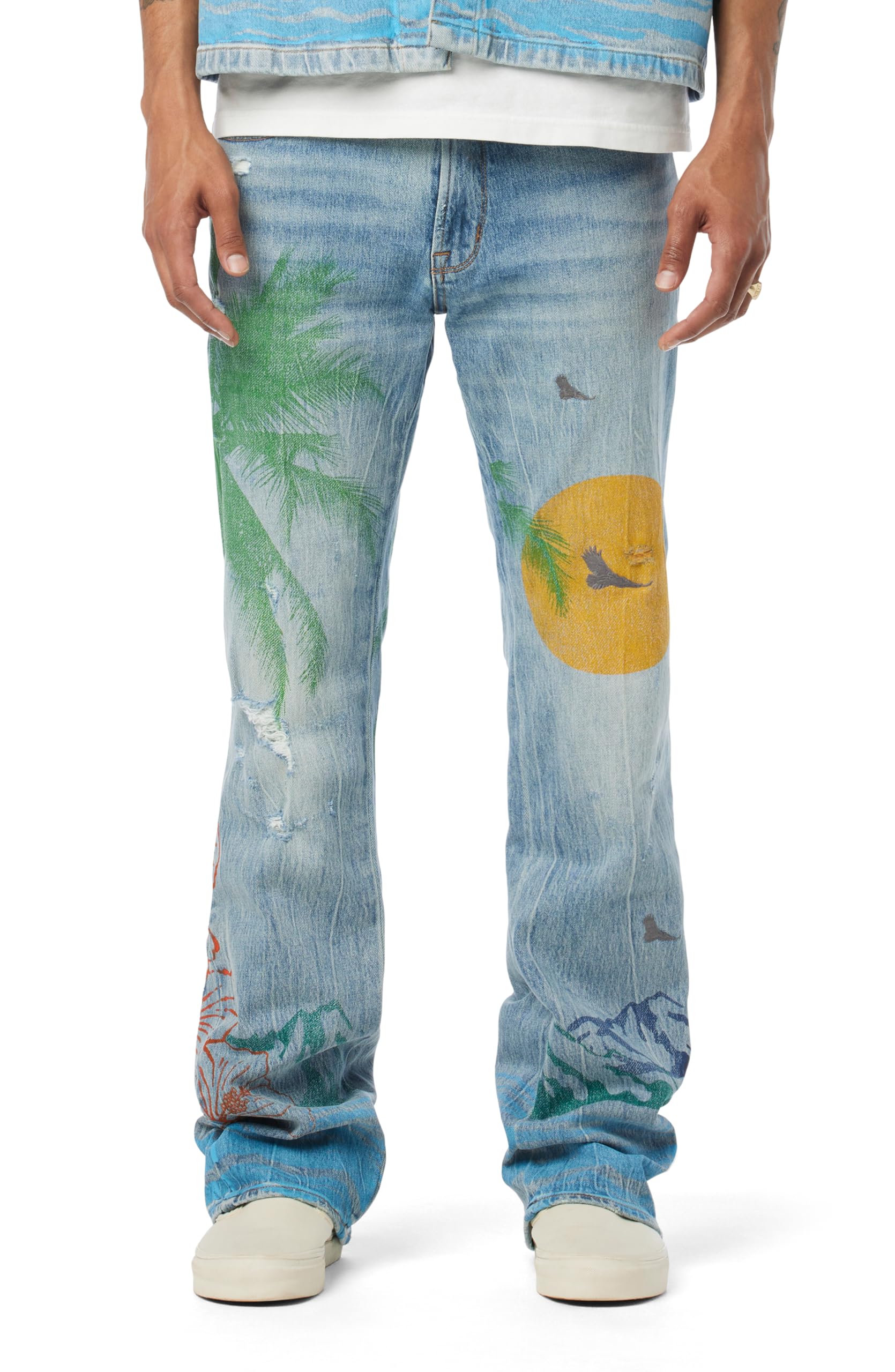 HUDSON Men’s Walker Kick Flare, Indigo Palm