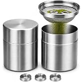 Xuronex 2-Pack Matcha Powder Sifter and Storage Tin Set, Stainless Steel Matcha Shaker Canisters with Agitator Rings, Tea Powder Organizer for Matcha Latte, Kitchen, Tea Bar and Coffee Station