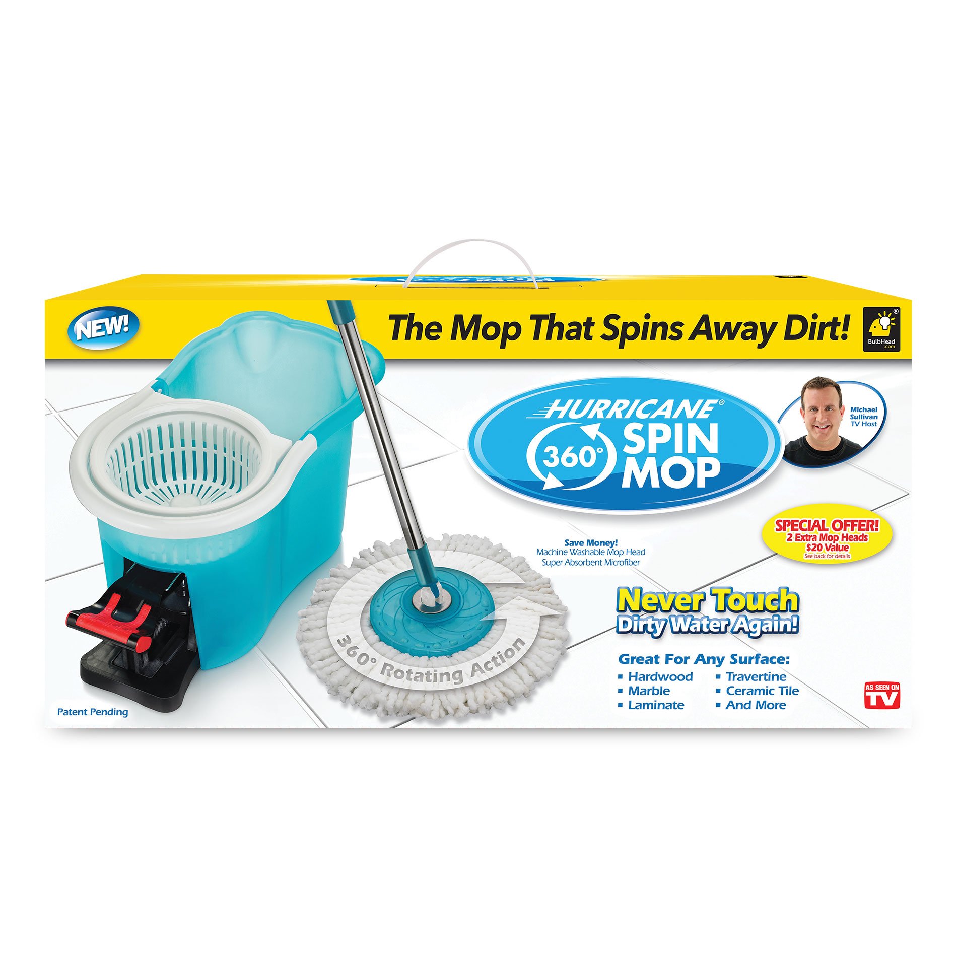 Condition photo showing New/Like New for hurricane spin mop home cleaning system by bulbhead, floor mop with bucket hardwood floor cleaner