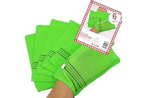 etreetowel Extra Large Size 9.9" x 5.5" (6 PCs) Korean Asian Exfoliating Bath Washcloths Mitt Scrub for Body washcloth Glove Viscose Rayon Towel for Soft Skin Korea Made