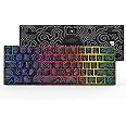 HITIME 60% Percent Mechanical Gaming Keyboard, Topographic Theme, XVX M61 Pro Bluetooth/2.4GHz/USB-C Wireless, Hot Swappable Creamy Switch, Pre-lubed Custom RGB