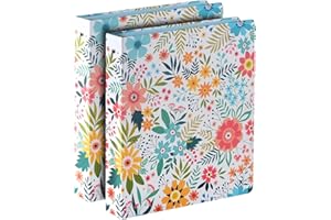 SUIN 1-inch 3-Ring-Binder with Pockets 1'' Decorative Round Ring Binders for School Holds US Letter Size 8.5'' x 11'' 200 Sheets for Office/Home/Back to School, 2 Pack