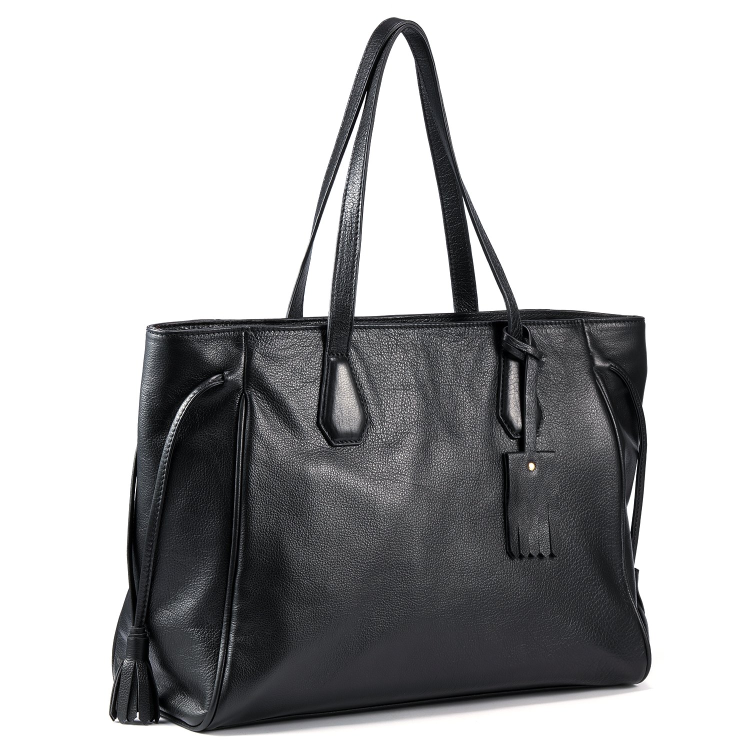 Kattee Women's Soft Leather Tote Bag Purse Laptop Handbags Black