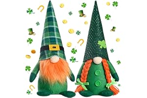 ARTDMT 2 Pack St Patrick's Day Gnomes Decorations, Handmade Green Clover Spring Plush Doll, Green Irish Leprechaun Tomte Gnomes Doll for St.Patrick's Day Decorations Home Lucky Day Gift Table Ornaments