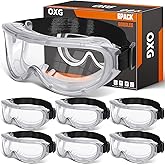 OXG 6 Pack Protective Safety Goggles Anti-Fog, Adjustable Chemical Splash Eye Protection Science Lab Goggles for Women Men