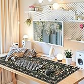 iCasso Desk Mat for Keyboard and Mouse, Large Mouse Pad, Desk Pad Mat, Anti-Slip Big Mousepad with Stitched Edges for Computer Desktop(Floral)