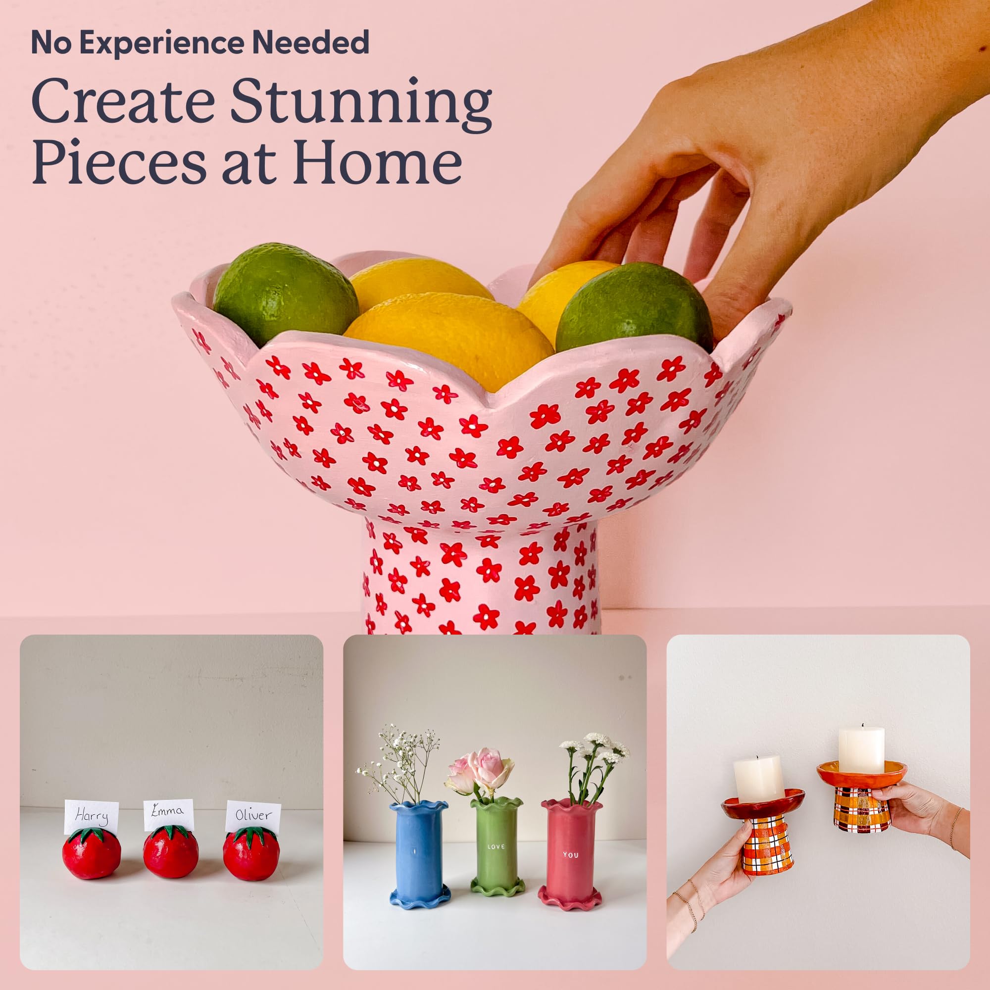 Sculpd - The Original Pottery Kit - Complete Air Dry Clay Kit for Adults Includes Sculpting Tools, Varnish, Paint Brushes, Guides, Arts & Crafts Sets, Gloss Varnish