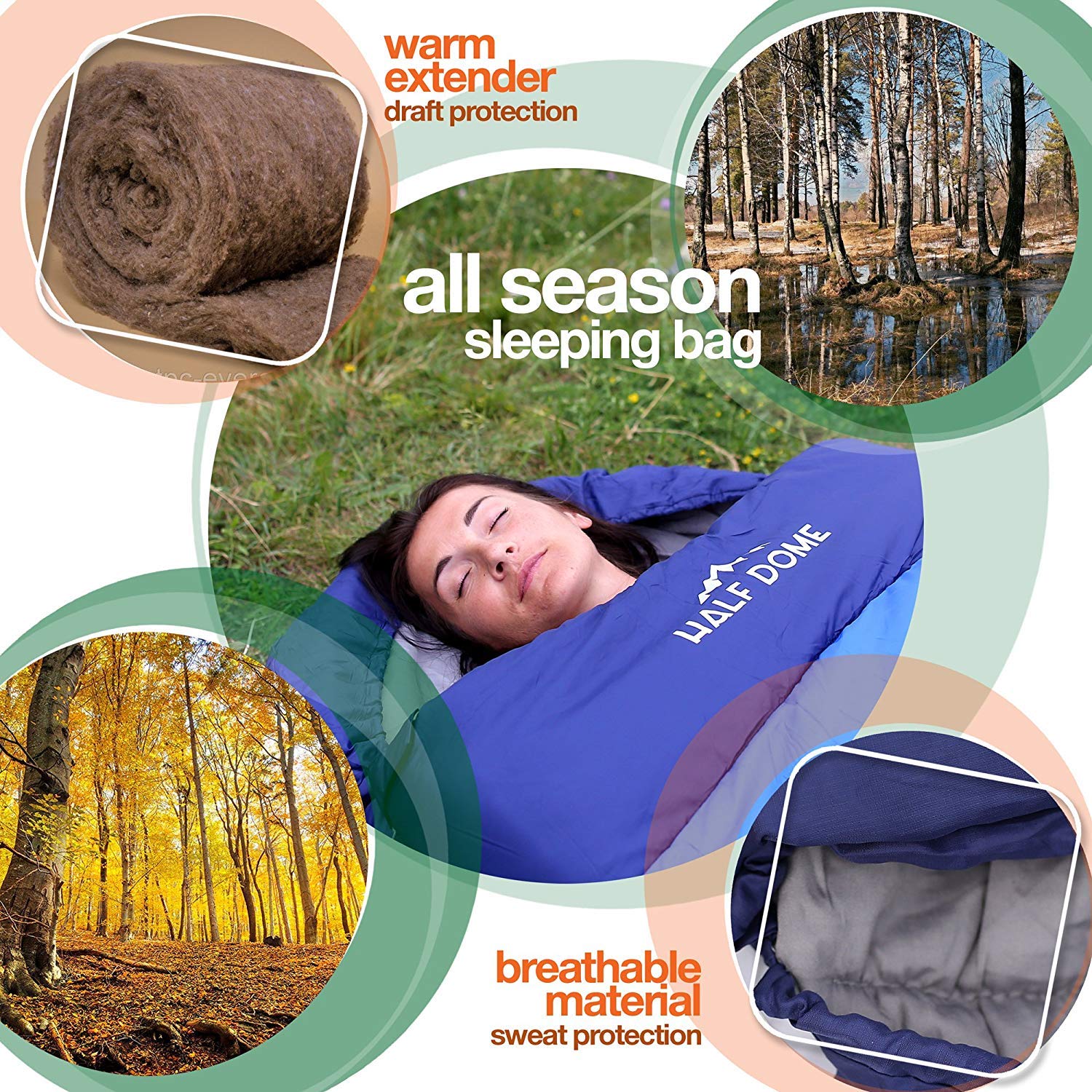 Half Dome Camping Sleeping Bag Set Women Men - Backpaking Outdoor Sleeping Option Ultralight Compact Sleeping Bag