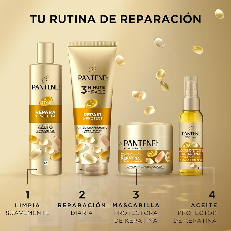 Pro-V Repara y Protege Mascarilla de Pelo Protectora de Keratina, Tratamiento Hidratante Cabello, 3x300ml